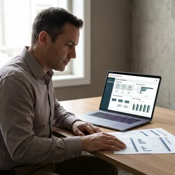 Consultant reviewing travel call center partner options