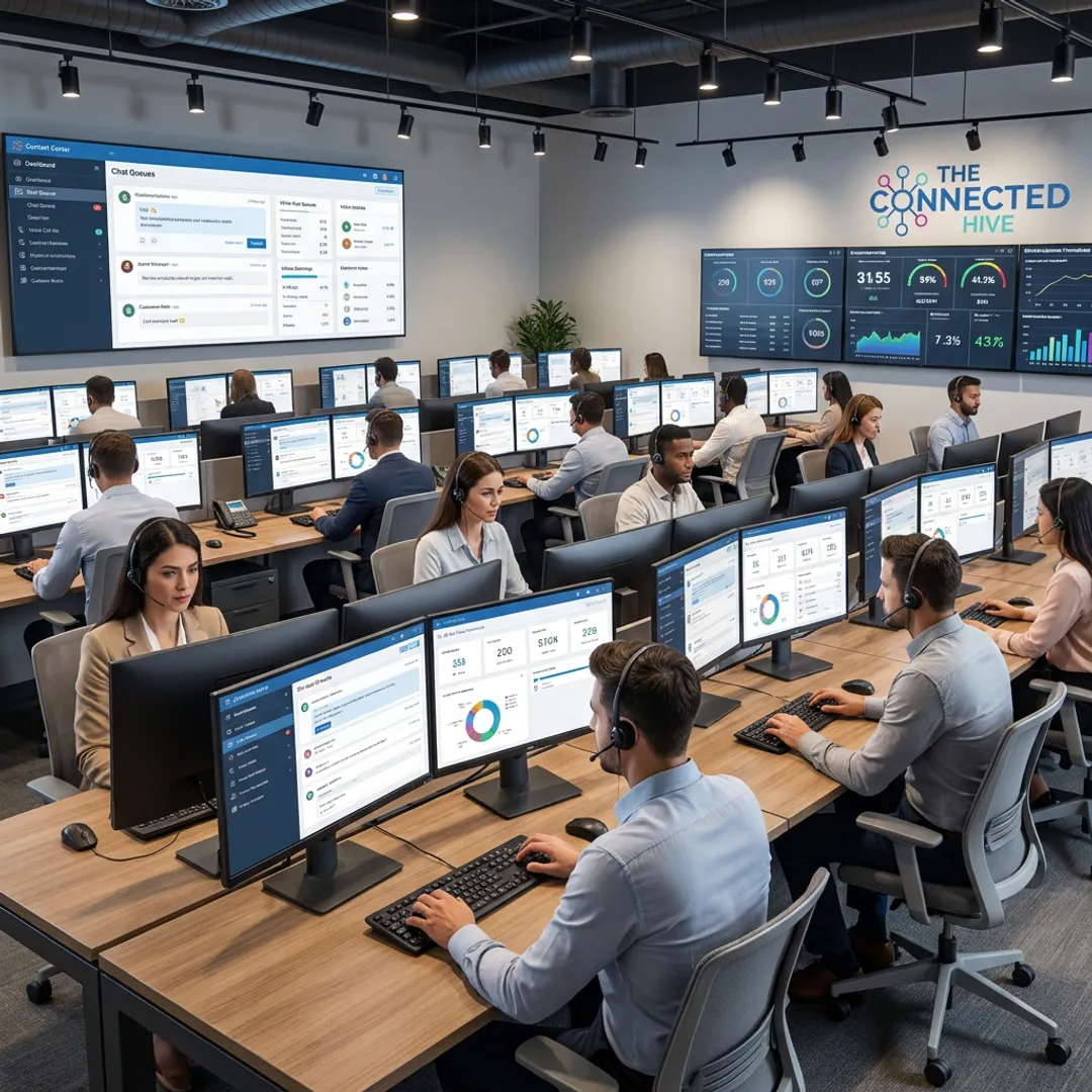 Modern smart call center operations hub