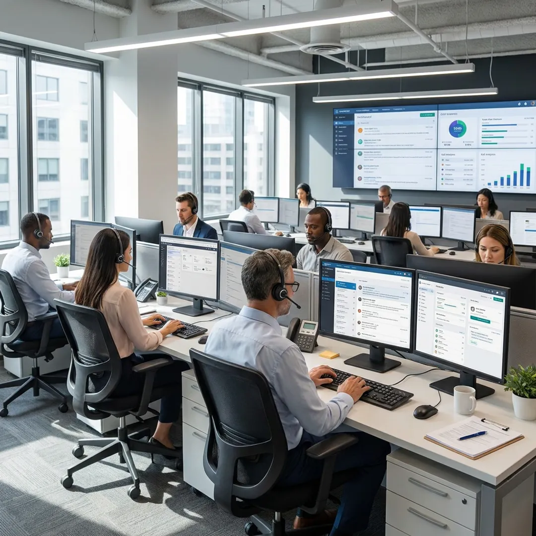 Outsourced customer support team at a contact center