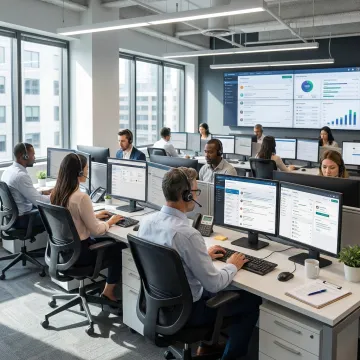Outsourced customer support team at a contact center