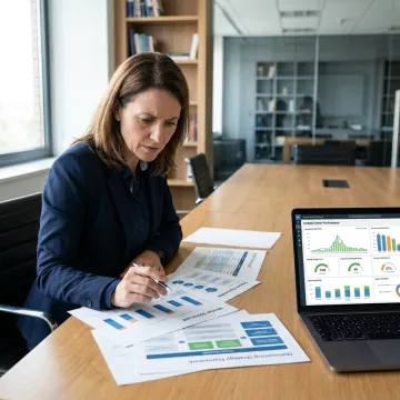 Consultant reviewing outsourced customer support strategy
