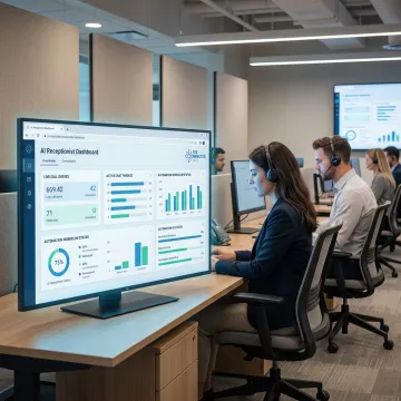 AI receptionist dashboard in a contact center