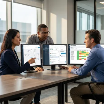 Contact center team reviewing live chat outsourcing performance
