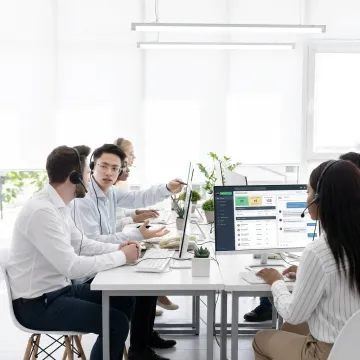 Customer care agents working in a contact center
