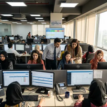 Pakistan call center agents supporting customers