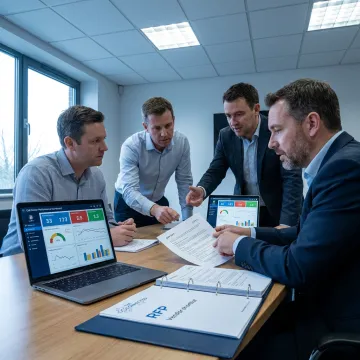 Consultant reviewing call center outsourcing process
