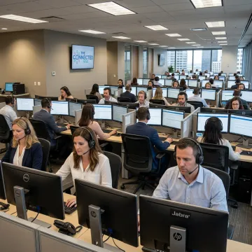 Contact center agents managing customer calls