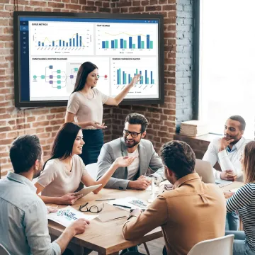 CX advisor reviewing contact center strategy with business leaders