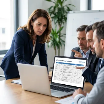 Consultant reviewing contact center vendor options