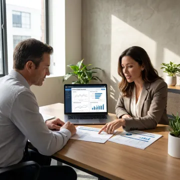Consultants reviewing retail call center outsourcing options