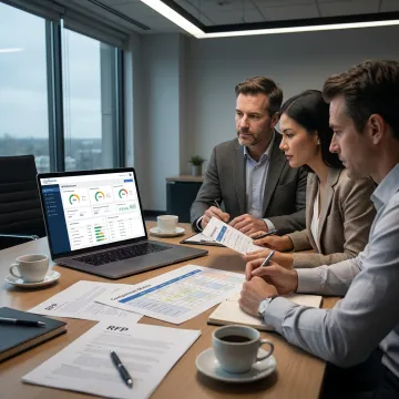 Consultants reviewing an outsourced contact center workforce plan