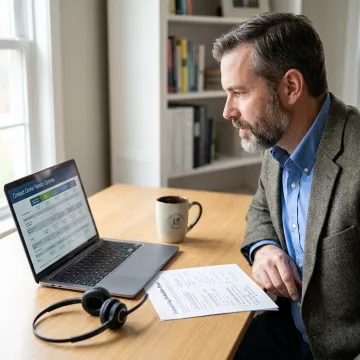 Consultant reviewing remote call center partner options