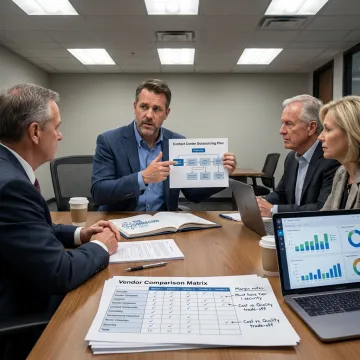Consultant reviewing contact center outsourcing process