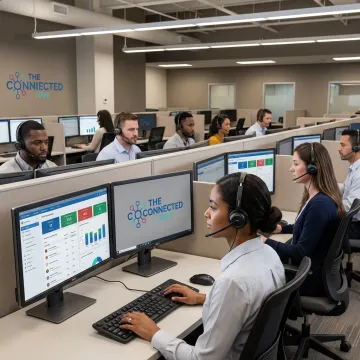 Modern call center team supporting business customers