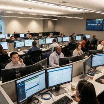 Outsourced support team monitoring customer conversations