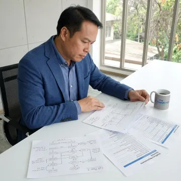 Consultant reviewing medical receptionist outsourcing plans