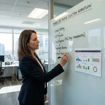Finance BPO consultant reviewing vendor selection process
