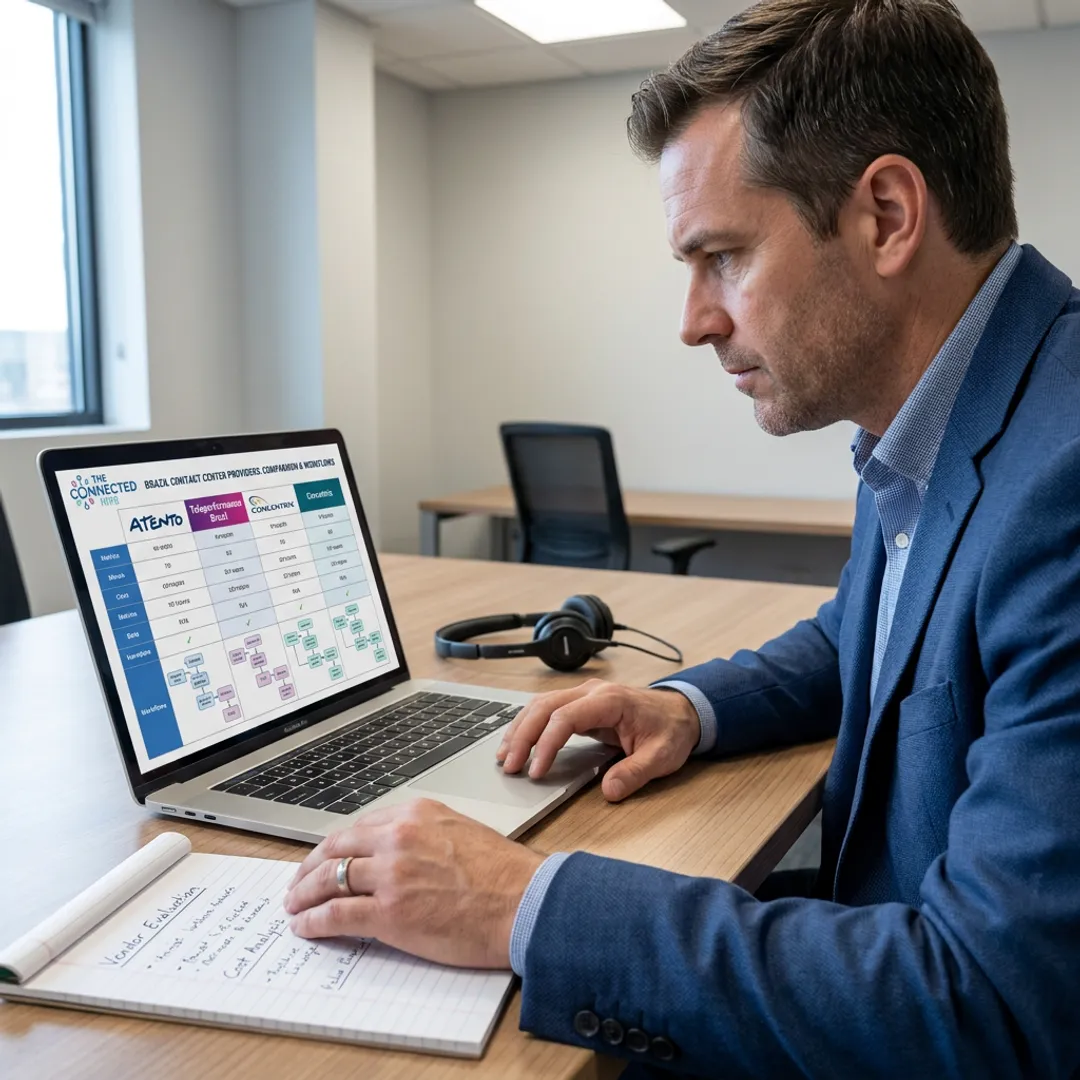 Consultant reviewing Brazil BPO partner options