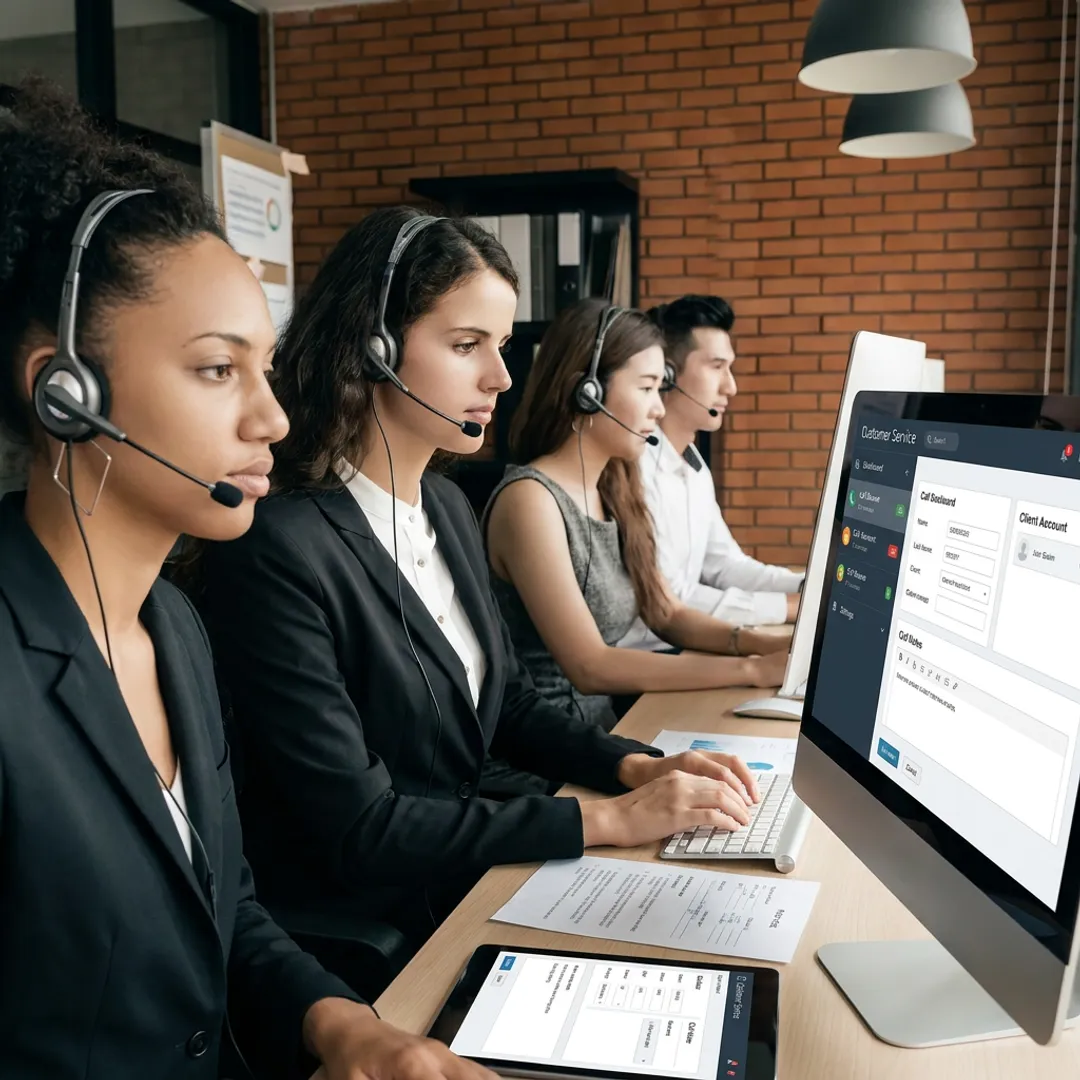 Receptionist team answering business calls