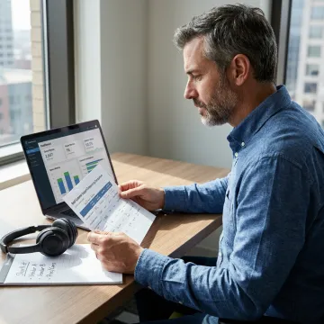 Consultant reviewing retail contact center outsourcing plan