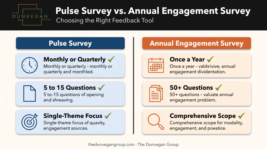 Pulse survey versus annual engagement survey comparison chart