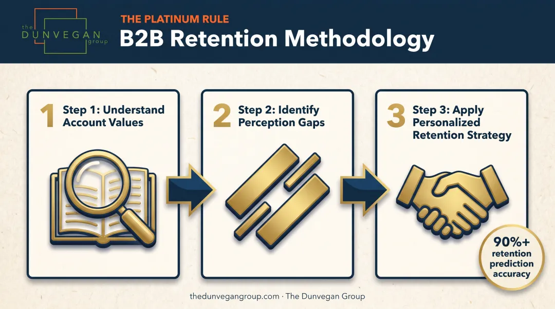 B2B customer retention Platinum Rule three-step research framework process
