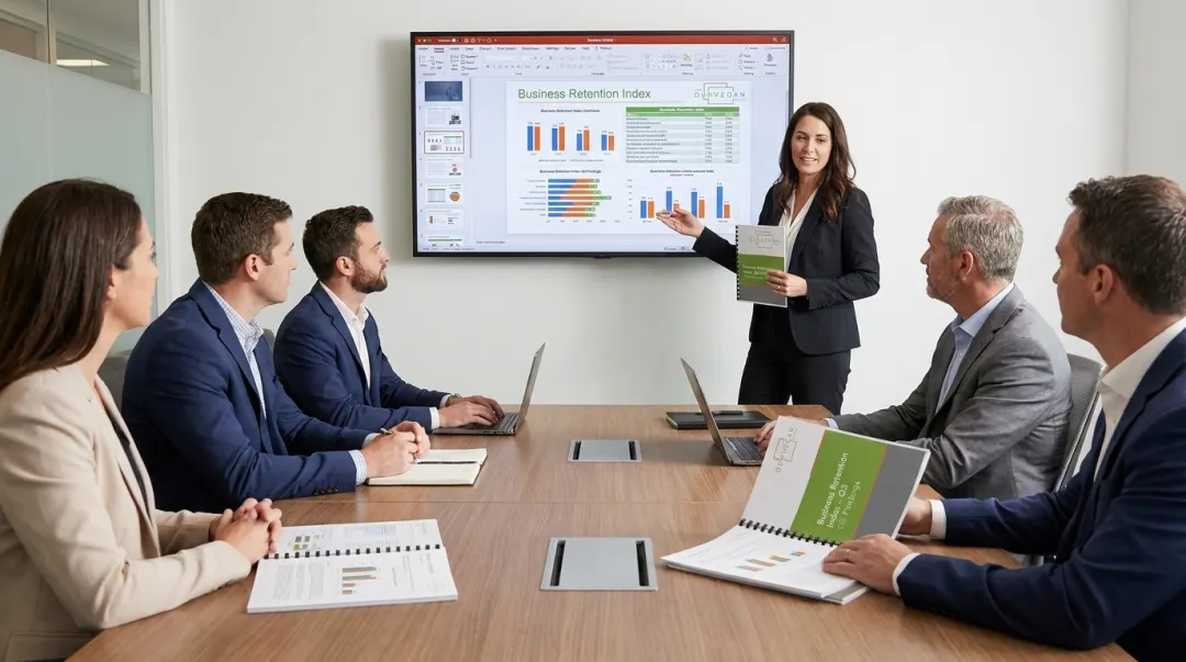 Dunvegan Group consultant reviewing Platinum Rule retention methodology with client