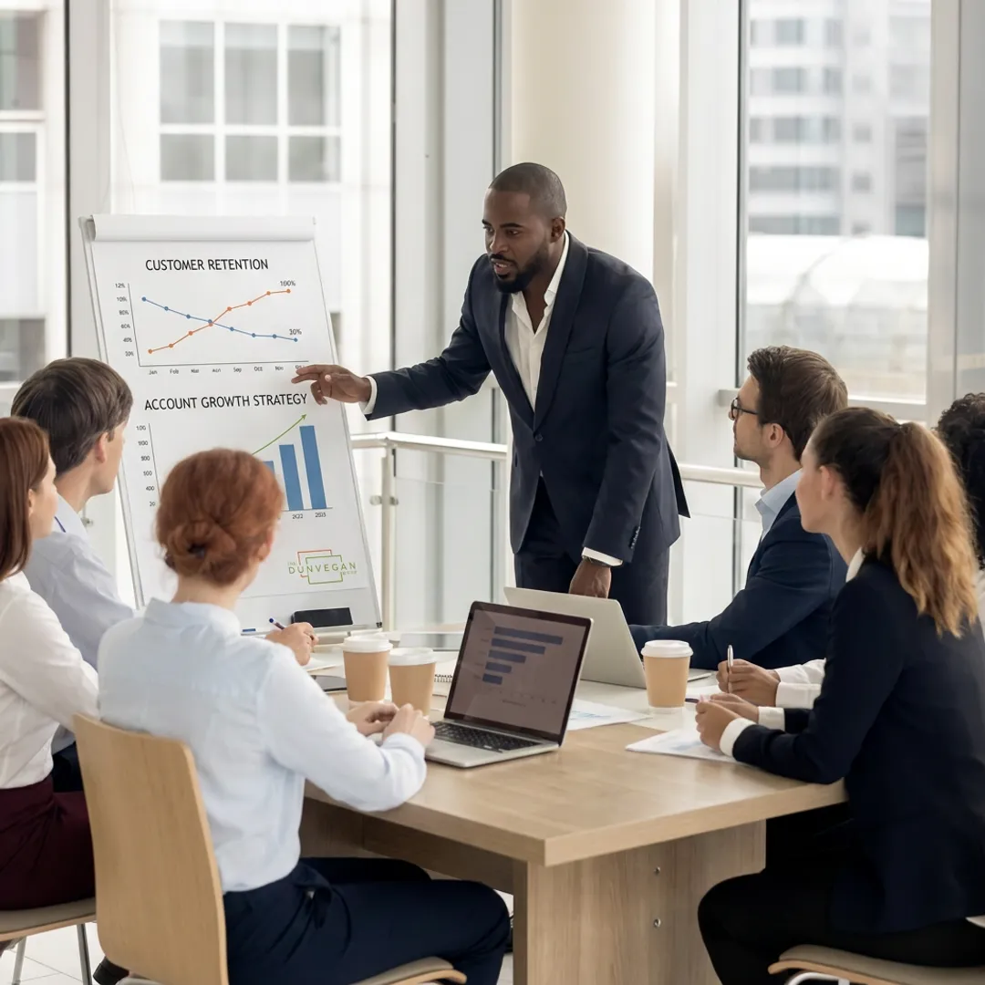 Consultant presenting B2B customer retention strategy