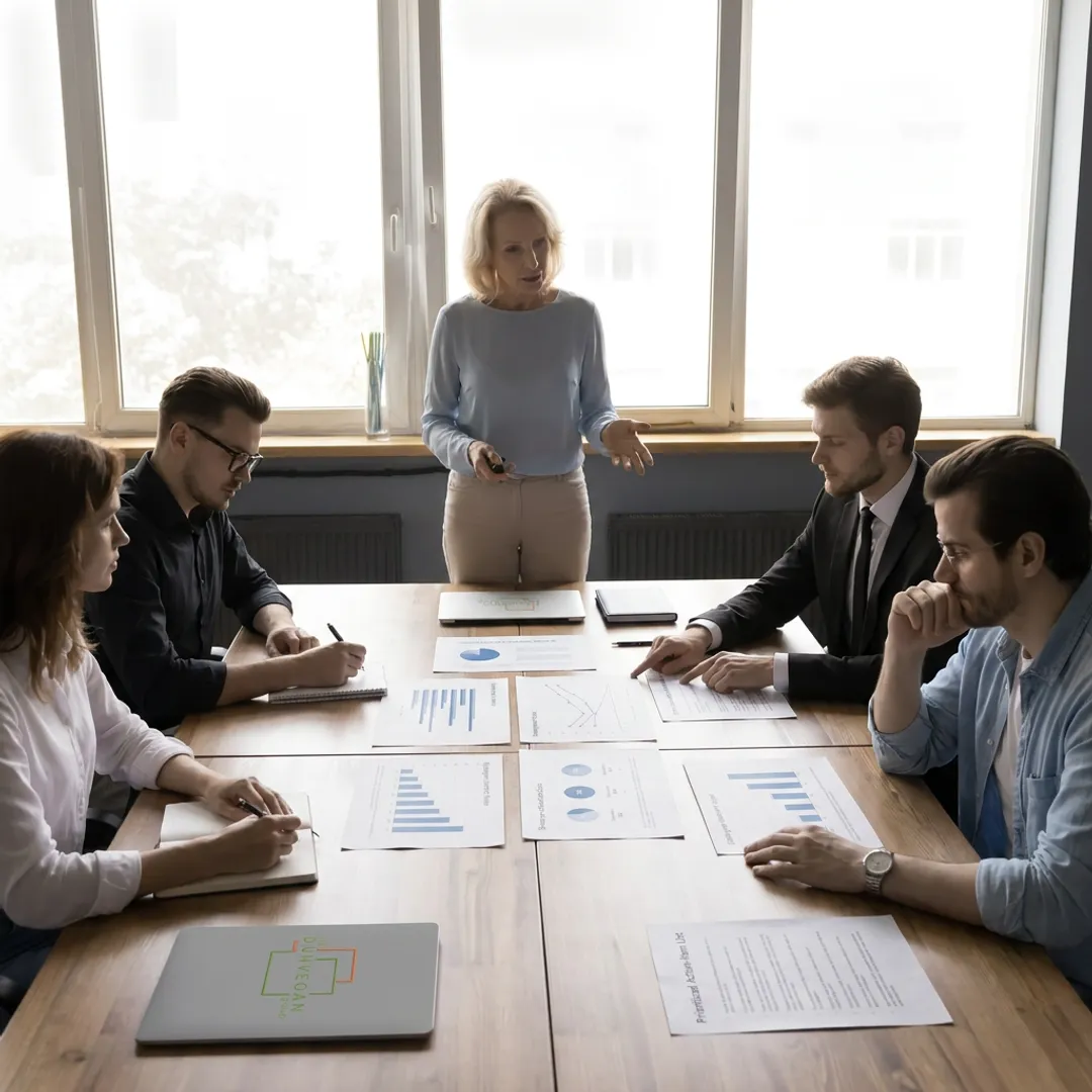 Consultant discussing employee retention findings