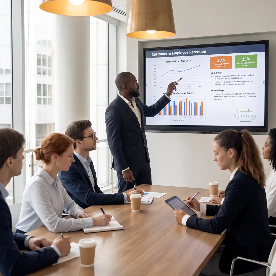 Consultant presenting B2B retention strategy