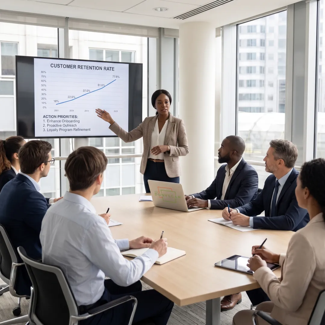 Consultant presenting B2B retention findings