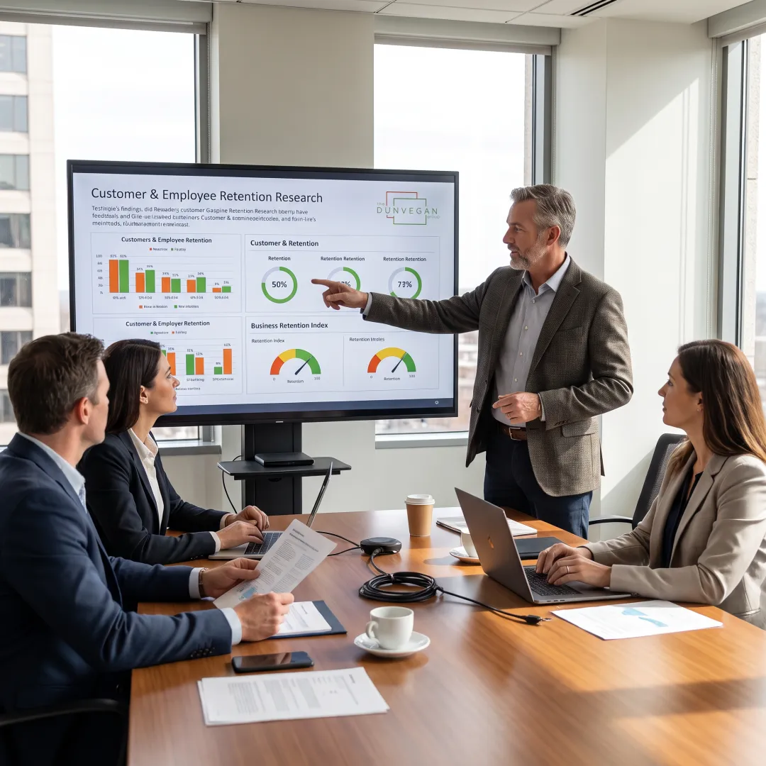 Consultant presenting B2B retention findings