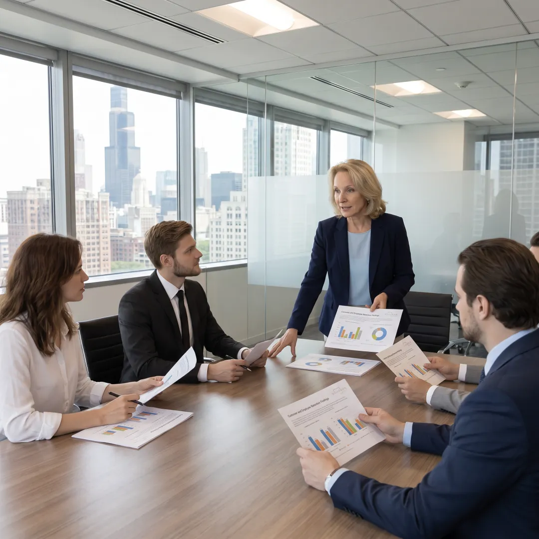 Consultant presenting B2B retention strategy
