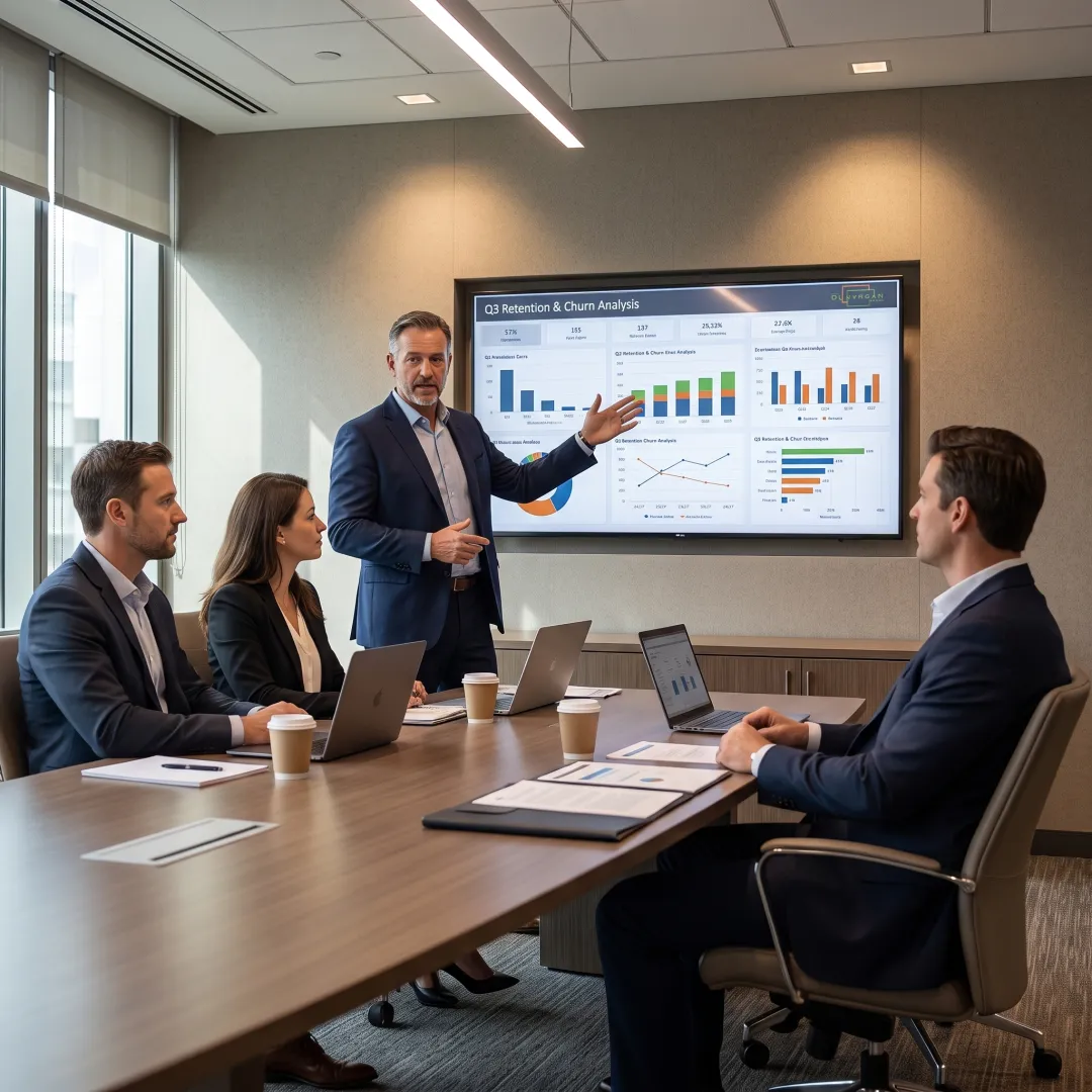Consultant discussing customer retention strategy