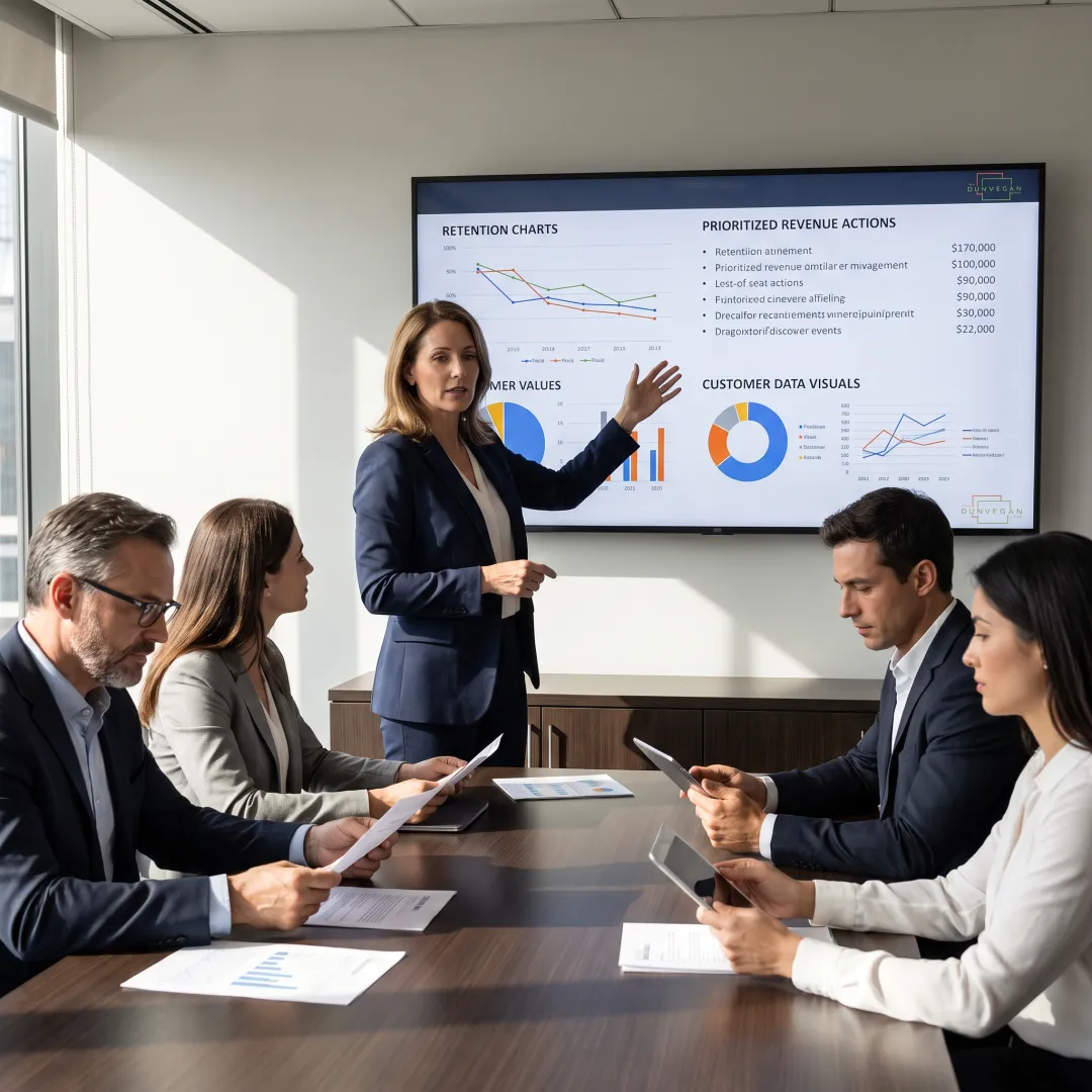 Consultant discussing customer retention strategy
