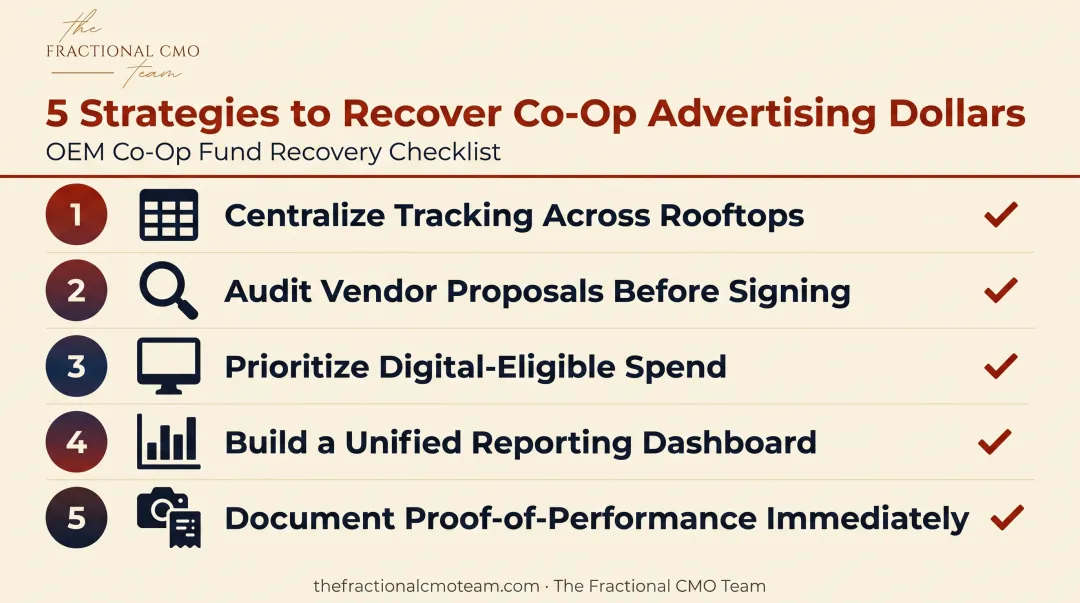 Five strategies to maximize co-op advertising fund recovery for dealers