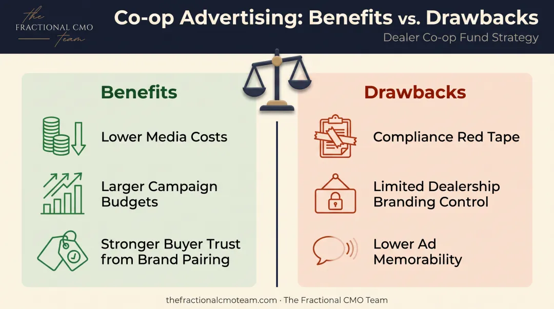 Benefits versus drawbacks of cooperative advertising side-by-side comparison