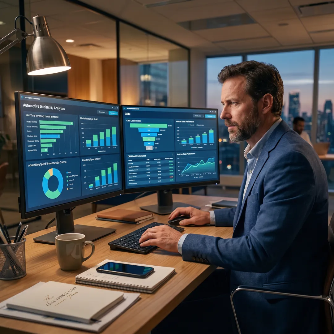 Automotive marketing strategist analyzing dealership data