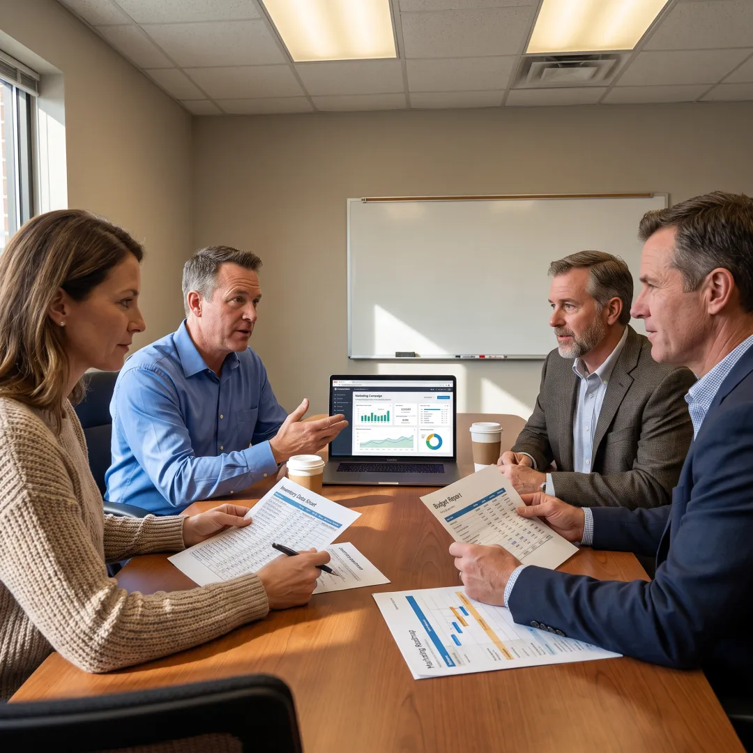 Dealership leaders reviewing a unified marketing roadmap