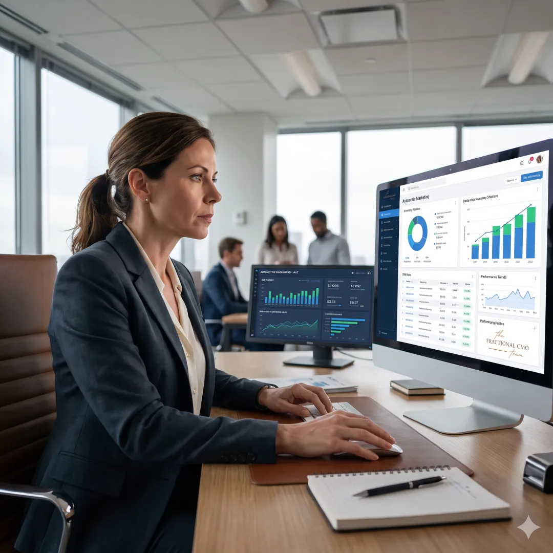 Marketing strategist analyzing dealership data
