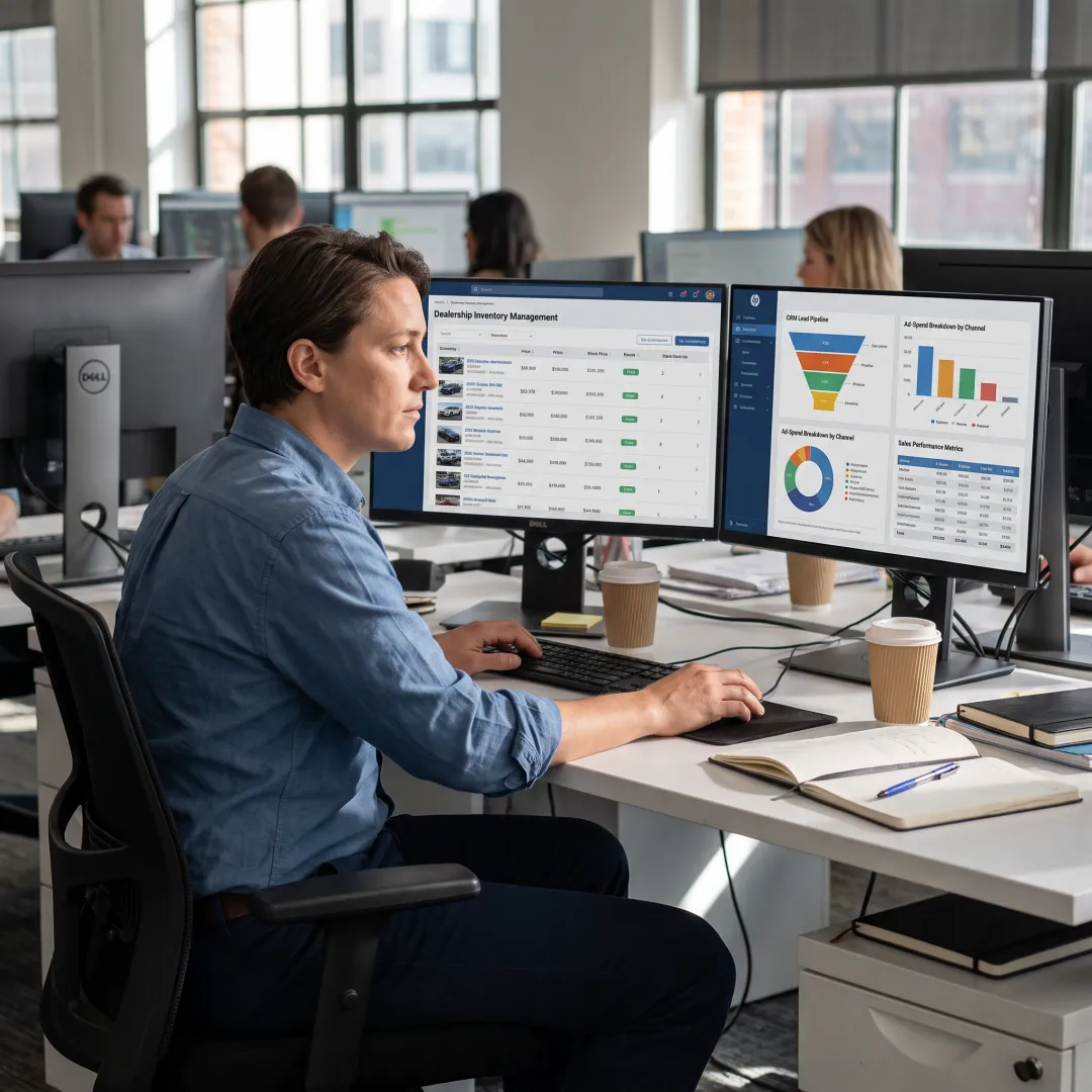 Marketing strategist analyzing dealership campaign and inventory data