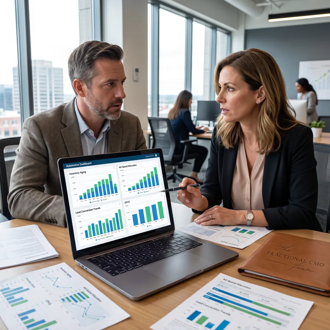 Dealership executive reviewing inventory-aligned marketing strategy