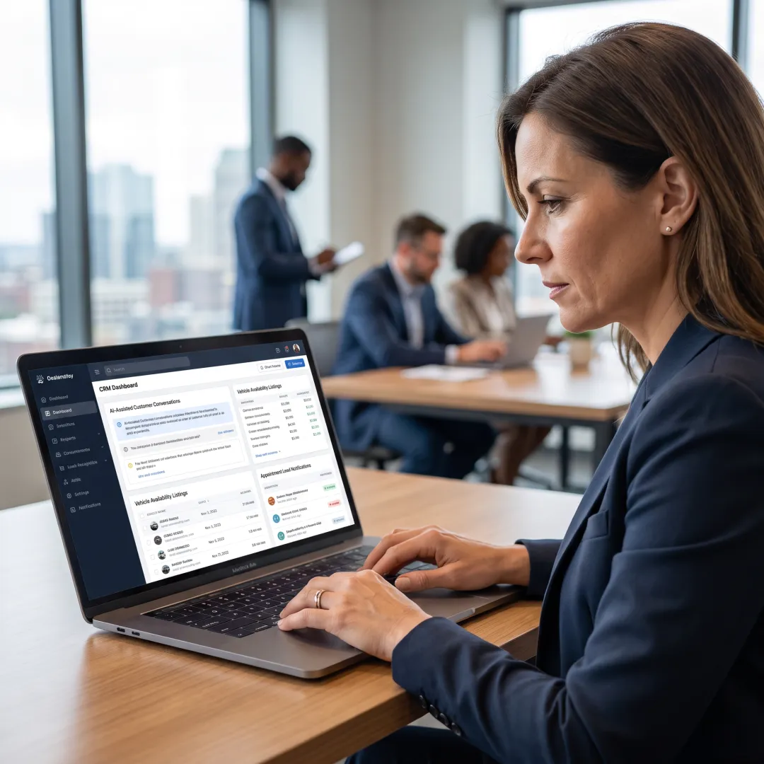 Sales representative using dealership AI lead dashboard