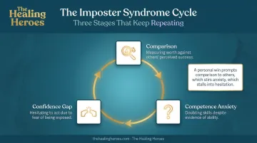 3 C's of imposter syndrome cycle comparison anxiety confidence gap