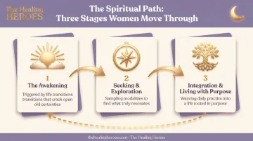 Three stages of women's spiritual awakening journey process flow