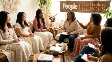 Women connecting in supportive coaching and community growth session