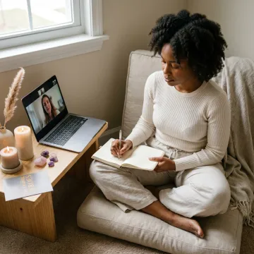 Woman exploring holistic wellness guidance