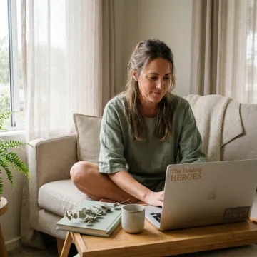 Woman receiving virtual burnout recovery support