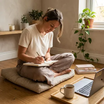 Woman journaling during a life transition