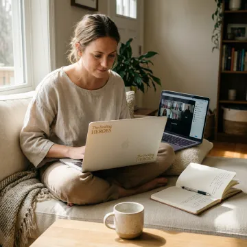 Woman receiving burnout consulting support online